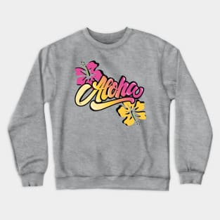 hawaiin inspired aloha with orange and pink hibiscus flowers Crewneck Sweatshirt